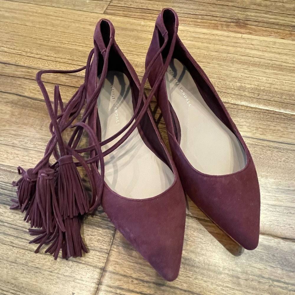 Loeffler Randall tie up suede flat
